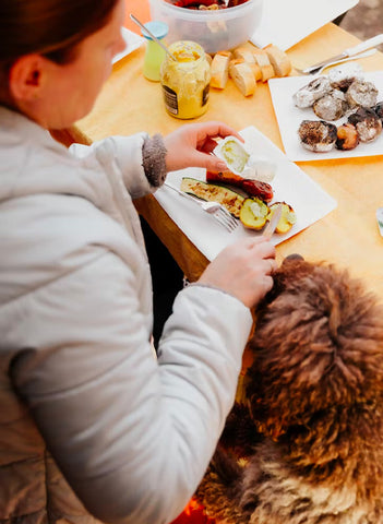 dog eating potato